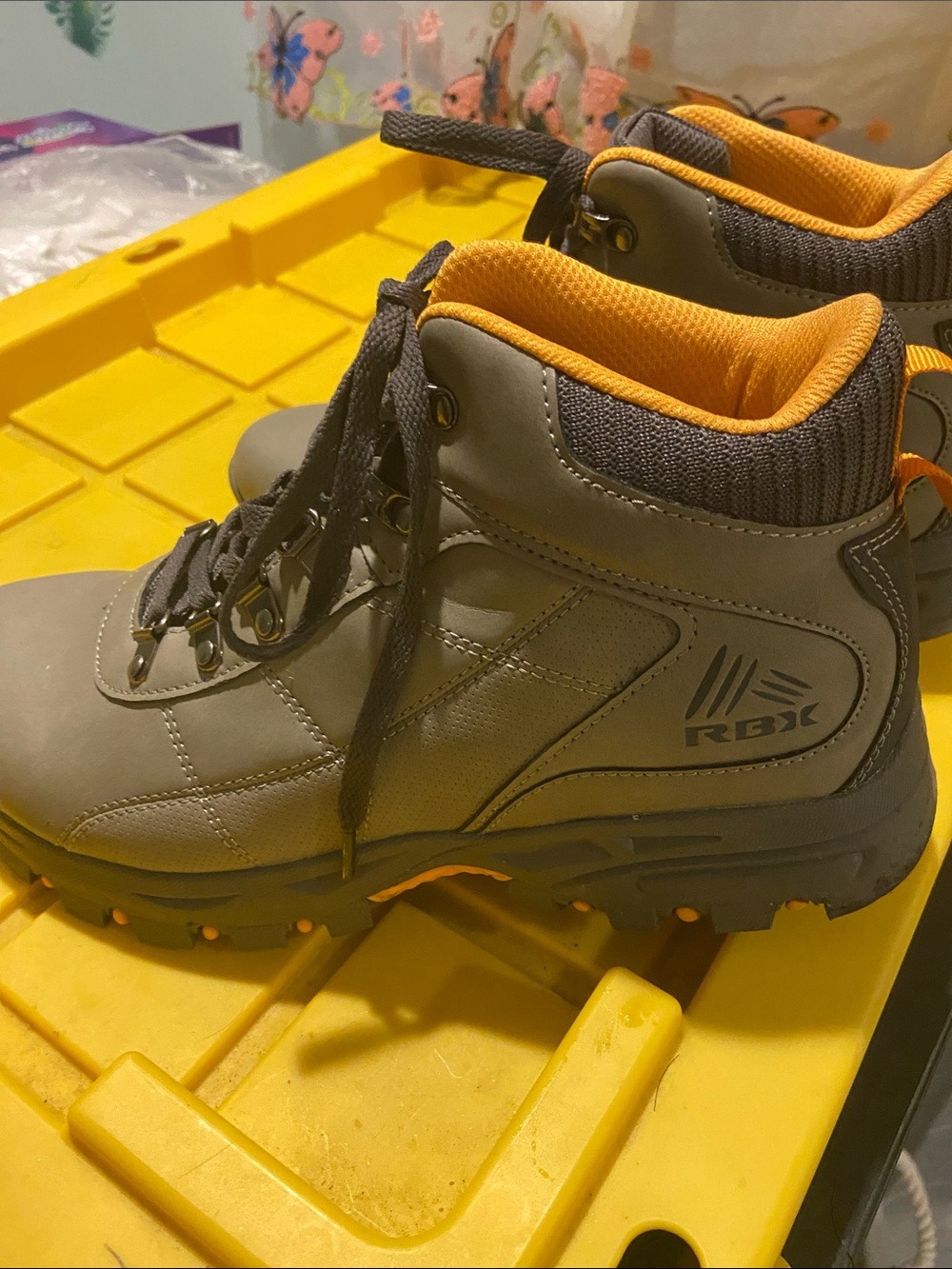 RBX Men's Gray and Orange Padded Ankle Hiking Boots
